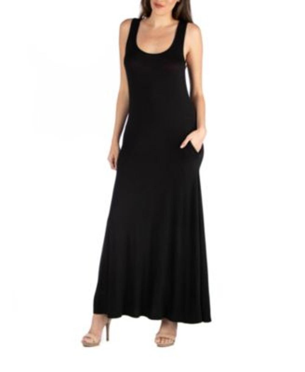 24seven Comfort Apparel Women's Sleeveless Maxi Dress in Black